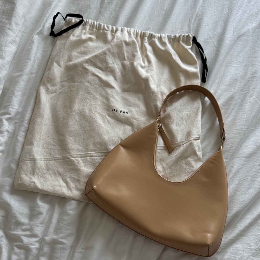 BY FAR Camel Leather Hobo Bag